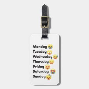 Étiquette À Bagage Jours d'Emoji de l'étiquette de bagage de semaine