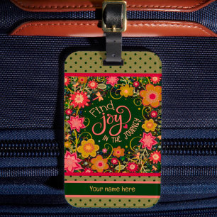 Étiquette À Bagage Joy Journey Nom personnalisé Inspirivity Floral