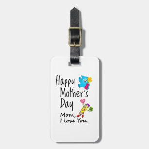 Étiquette À Bagage Joyeuse fête des Mères. Maman je t'aime.