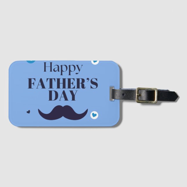 Étiquette À Bagage Joyeuse Fête des Pères – Moustache & Cœur Design (Devant Horizontal)