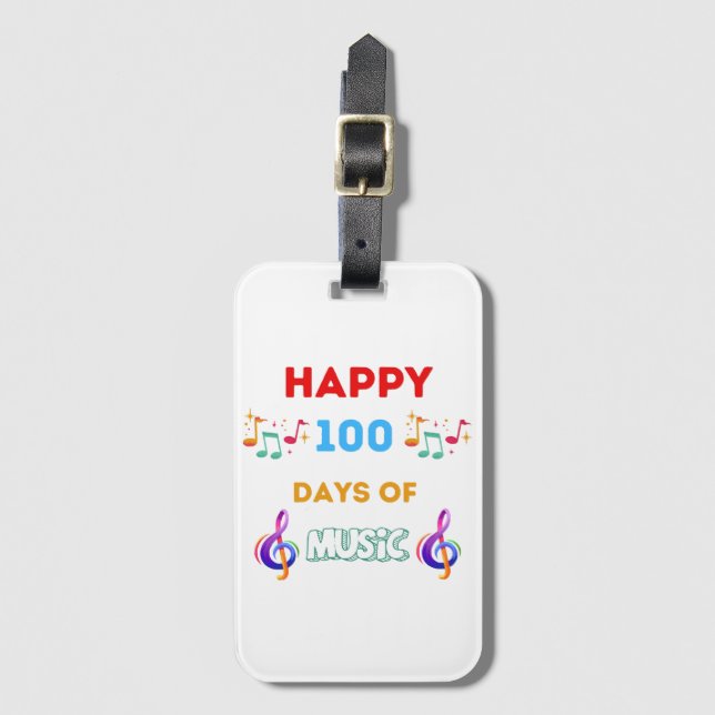 Étiquette À Bagage Joyeux 100 Jours de musique (Devant Vertical)