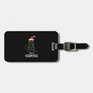 Étiquette À Bagage Joyeux Bisousdrôle Chat Lumières de Noël Premium