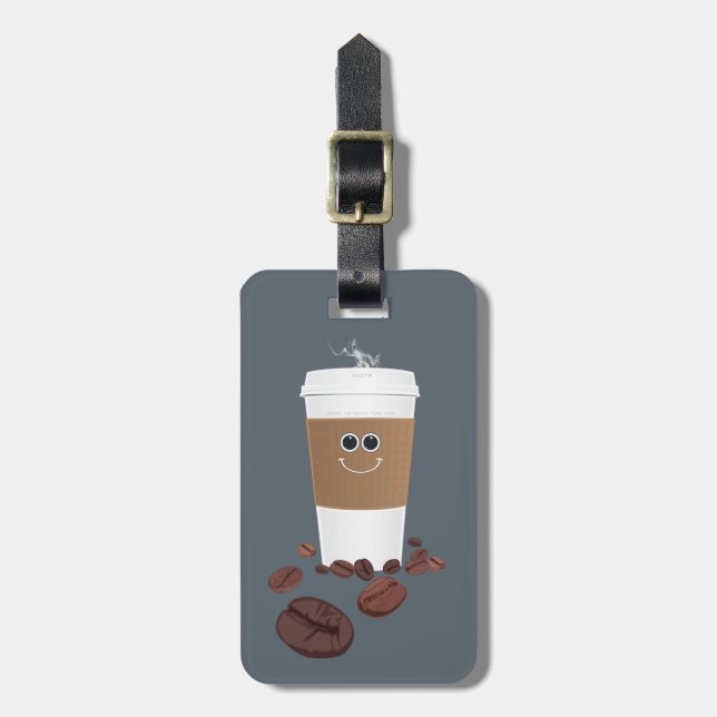 Étiquette À Bagage Joyeux café (Devant Vertical)
