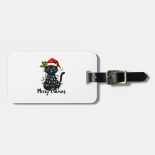 Étiquette À Bagage Joyeux Catmas Chat Noir Lumière de Noël Xmas Famil