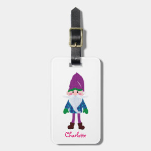 Étiquette À Bagage Joyeux Nain Violet Noël Enfants