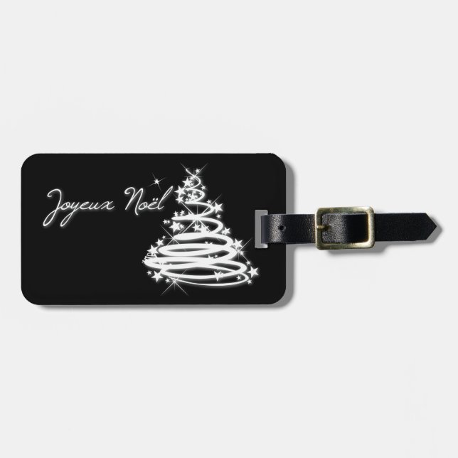 Étiquette À Bagage Joyeux Noël avec sapin de Noël (Devant horizontal)