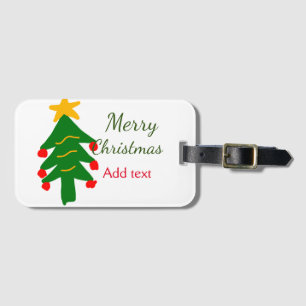 Étiquette À Bagage Joyeux Noël rouge vert Noël ajouter le nom