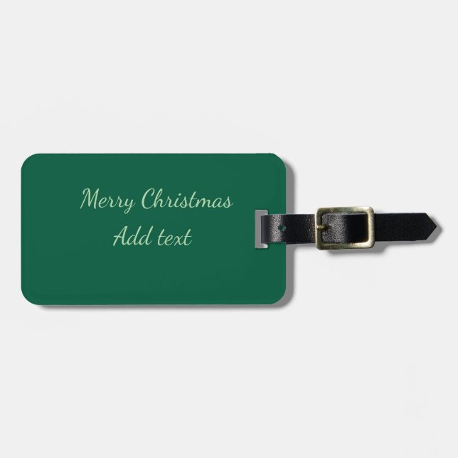 Étiquette À Bagage Joyeux Noël vert plaine solo arrière - plan vacanc (Devant horizontal)