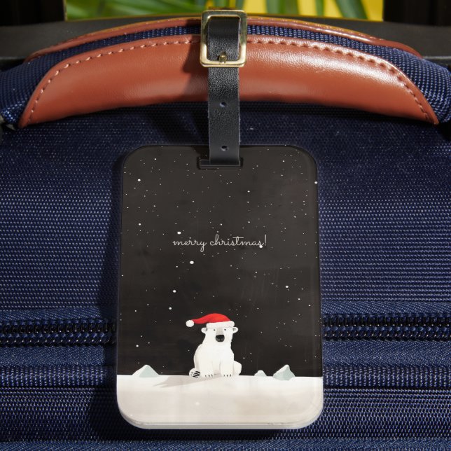 Étiquette À Bagage Joyeux Ours Polaire De Noël ! (Insitu Rectoal 2)