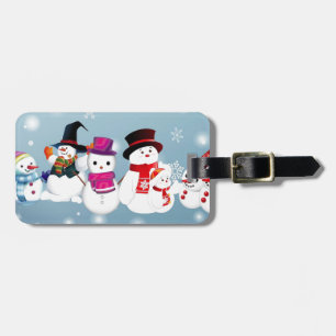 Étiquette À Bagage Joyeux Snowmen