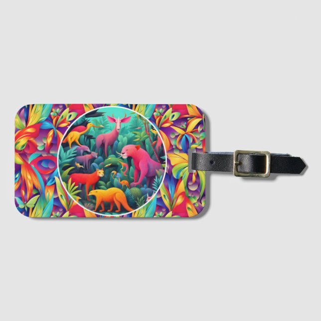 Étiquette À Bagage Jungle Animale (Devant Horizontal)