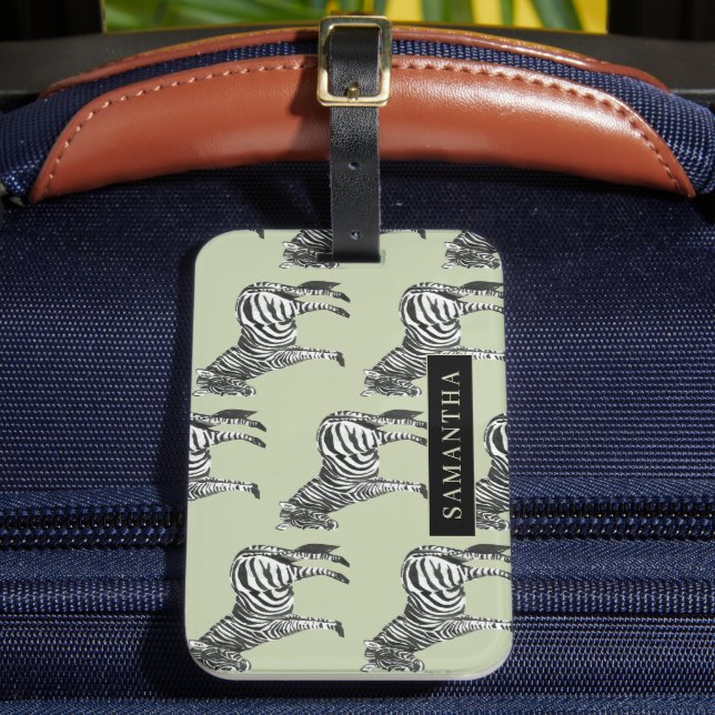 Étiquette À Bagage Jungle Zebra Wild Motif & Nom personnalisé (Insitu Rectoal 2)
