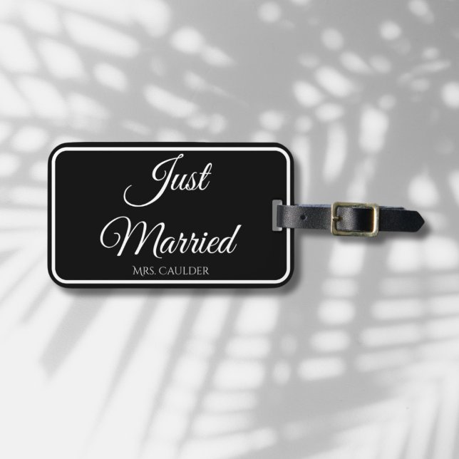 Étiquette À Bagage Juste Marié Personnalisé Mariage Lune de Miel Cade (Custom Just Married Luggage Tag)