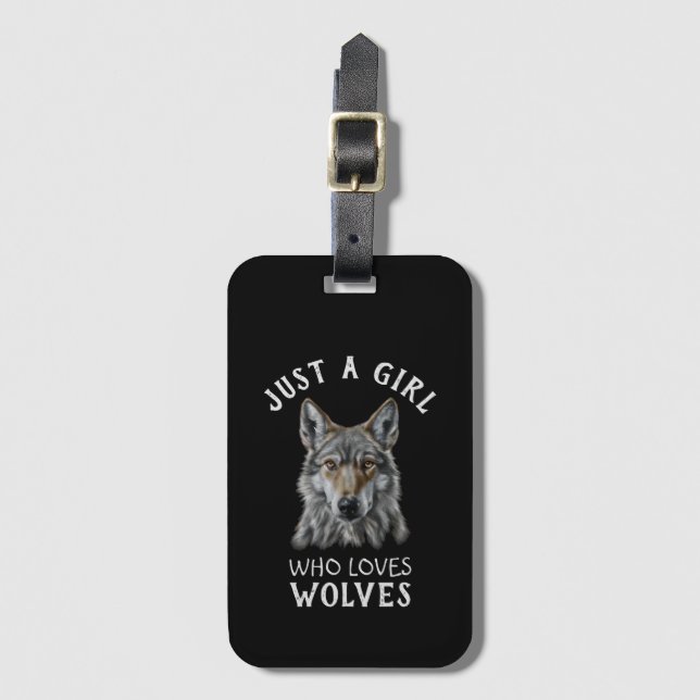 Étiquette À Bagage Juste une fille qui aime les loups (Devant Vertical)