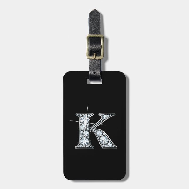 Étiquette À Bagage K "Diamond Bling" Luggage Tag (Devant Vertical)