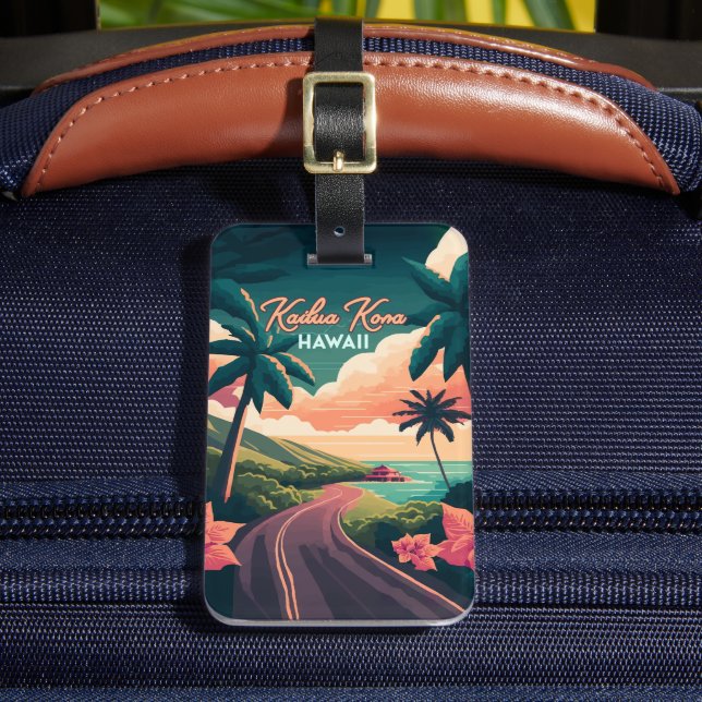 Étiquette À Bagage Kailua Kona Hawaii Big Island Sunset Retro (Insitu Rectoal 2)