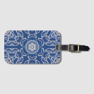 Étiquette À Bagage Kaleidoscope Bleu clair, Blanc, Étoile simple