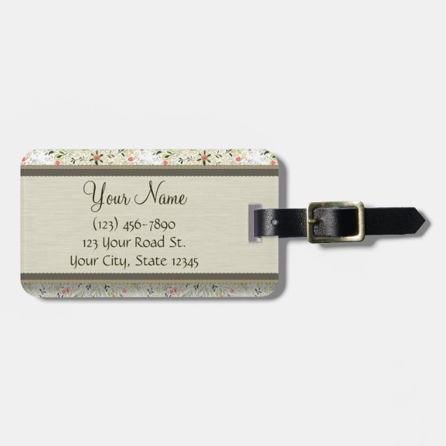Étiquette À Bagage Kaléidoscope floral d'aquarelle avec le monogramme (Devant horizontal)