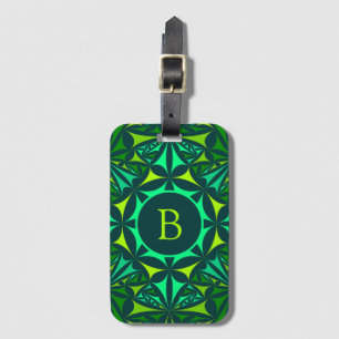 Étiquette À Bagage Kaleidoscope Monogramme Orné Vert Émeraude
