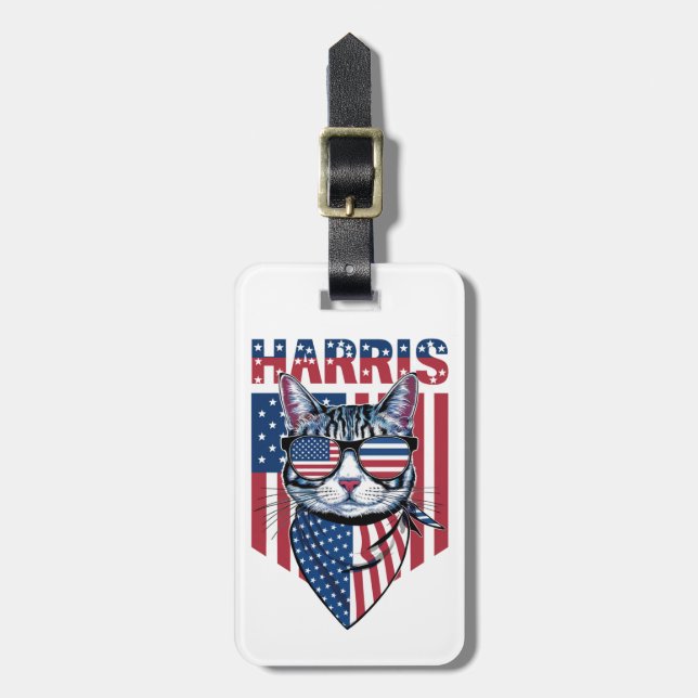 Étiquette À Bagage Kamala Harris Présidente 2024 Chat Drôle  (Devant Vertical)