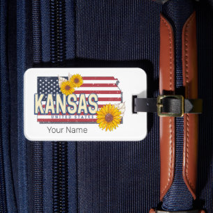 Étiquette À Bagage Kansas États-Unis Retro State Map Vintage USA
