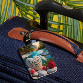 Étiquette À Bagage Karen's Heart stone River Sunset