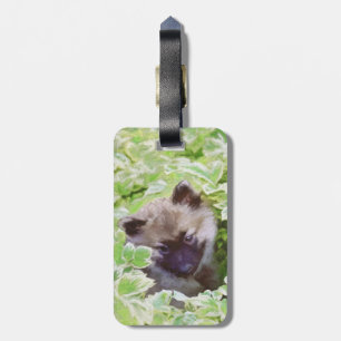 Étiquette À Bagage Keeshond Puppy in the Garden Peinture Art original