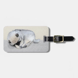 Étiquette À Bagage Keeshond Sleeping Puppy Peinture Chien Art origina