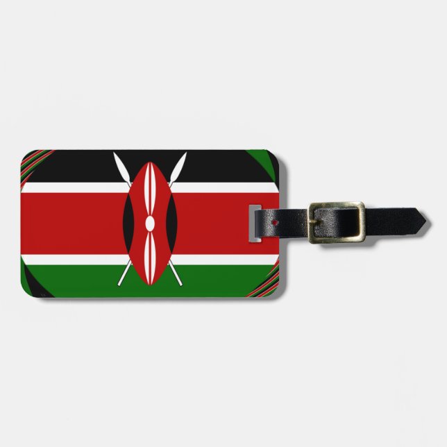 Étiquette À Bagage Kenya Drapeau Art - Patriotique & Design Moderne (Devant horizontal)