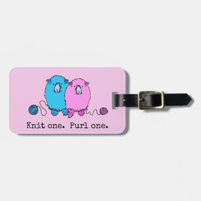 Étiquette À Bagage Knit one, purl one. Mignons moutons. Personnalisé (Devant horizontal)