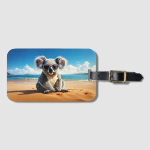 Étiquette À Bagage Koala sur une plage de sable