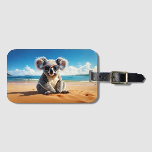 Étiquette À Bagage Koala sur une plage de sable (Devant Horizontal)
