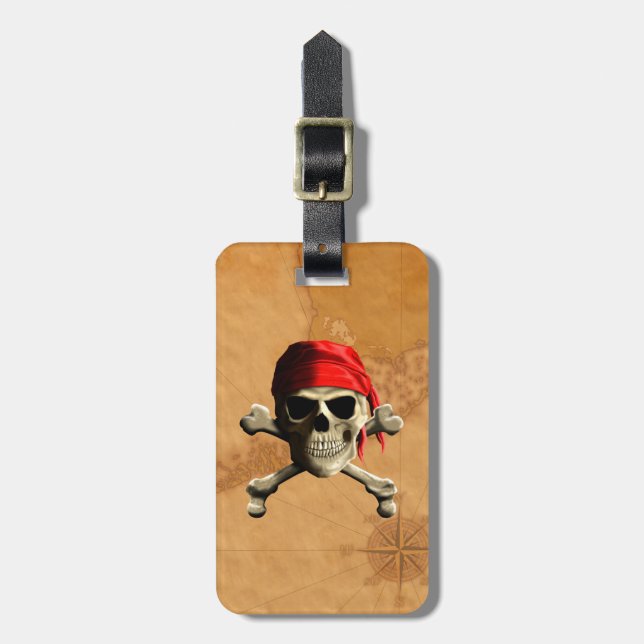 Étiquette À Bagage La carte de pirate de jolly roger (Devant Vertical)