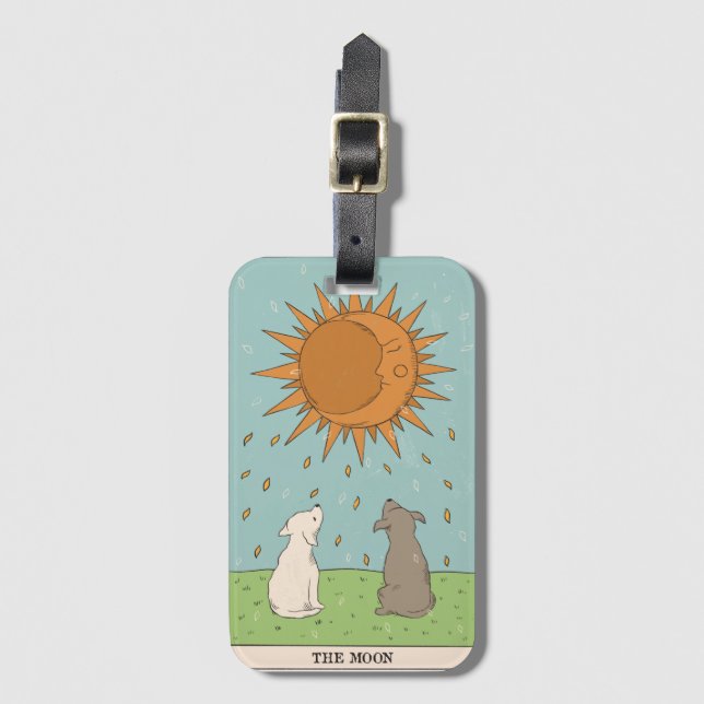 Étiquette À Bagage La carte de tarot Lune moderne Major Arcana (Devant Vertical)