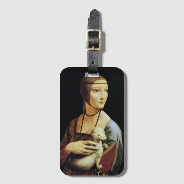 Étiquette À Bagage La Dame à l'hermine de Léonard de Vinci (Devant Vertical)