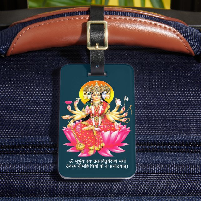 Étiquette À Bagage La déesse Gayatri Devi sur Lotus Hindu Deity (Insitu Rectoal 2)