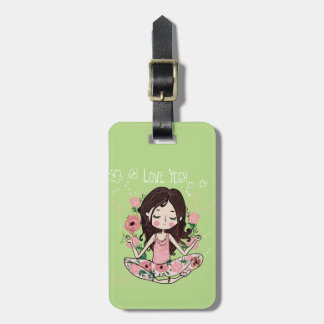 Étiquette À Bagage La fille rose de roses aime le yoga