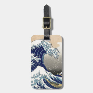 Étiquette À Bagage La Grande Vague de Kanagawa, peinture japonaise
