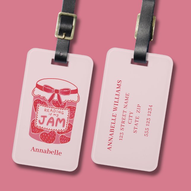 Étiquette À Bagage La lecture est mon livre préféré (Reading is my Jam Nookish themed luggage tag)