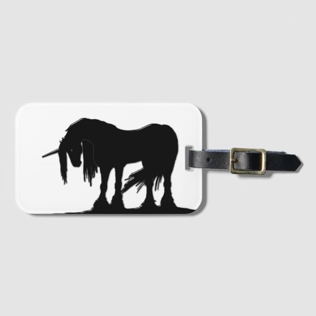 Étiquette À Bagage La licorne noire (Devant Horizontal)