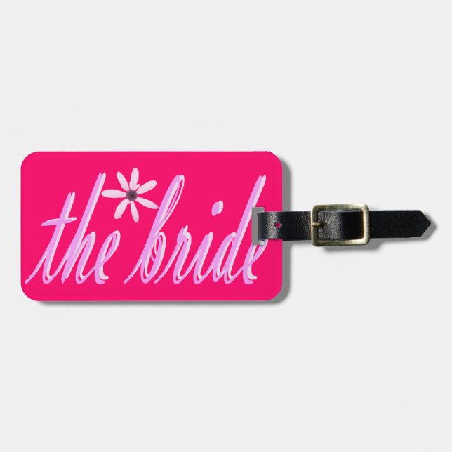 Étiquette À Bagage la mariée en rose (Devant horizontal)