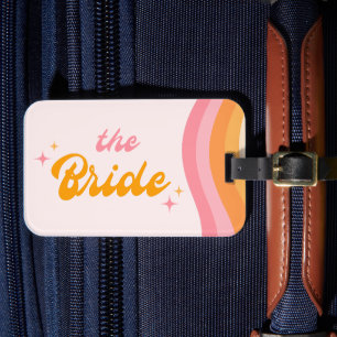 Étiquette À Bagage La mariée rose et orange groovy