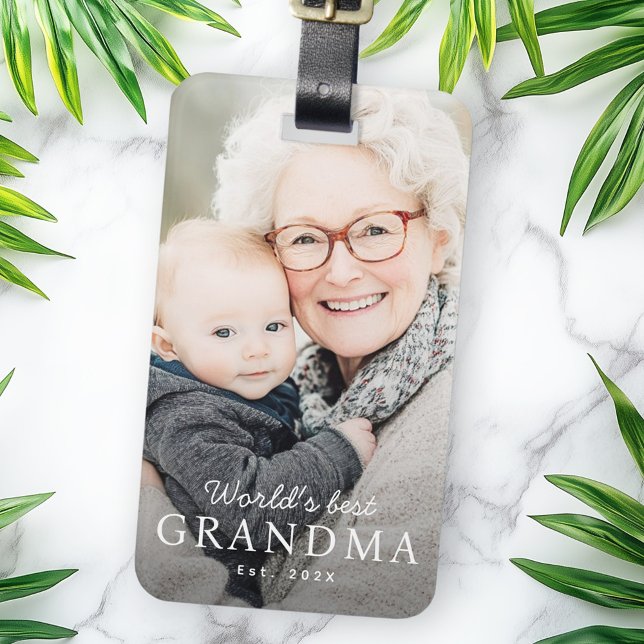 Étiquette À Bagage La meilleure grand-mère du monde photo de l'année  (World's best grandma grandmother est year photo luggage tag)