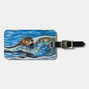 Étiquette À Bagage La Otter dans la peinture de la mer