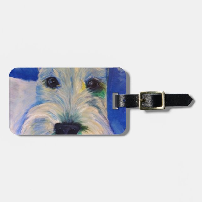 Étiquette À Bagage La RÈGLE du Schnauzer blanc ! (Devant horizontal)