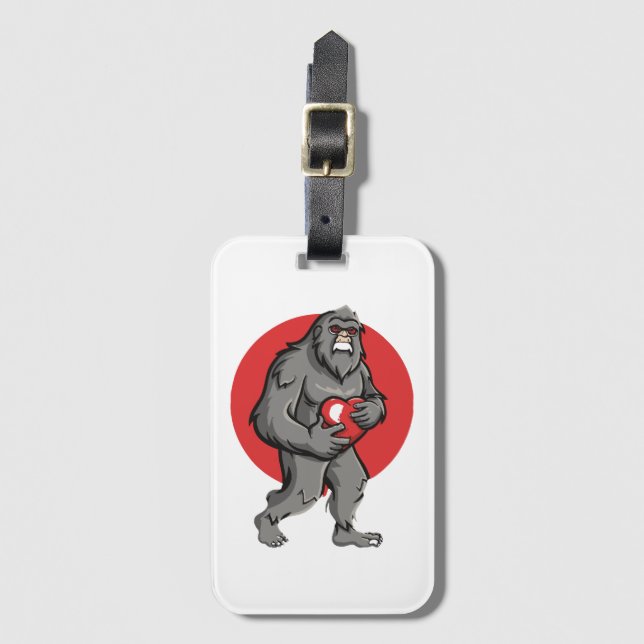 Étiquette À Bagage la Saint-Valentin coeur de Bigfoot (Devant Vertical)