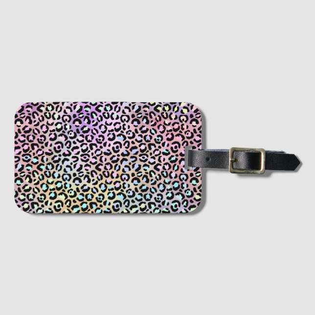 Étiquette À Bagage La série Iridescent Leopard Design 6 (Devant Horizontal)
