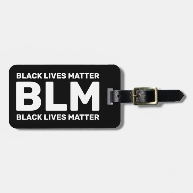 Étiquette À Bagage La typographie blanche de BLM Black Lives Matt sur (Devant horizontal)