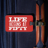 La vie commence à 50 étiquettes de bagages drôles 
