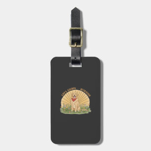 Étiquette À Bagage La vie est dorée avec un retriever mignon - Design